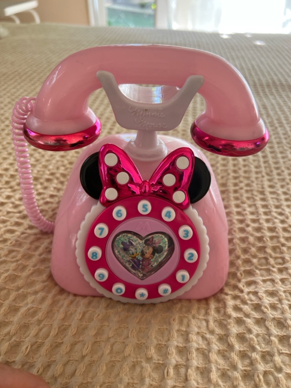Pink Minnie Mouse Toy Phone with Heart Dial
